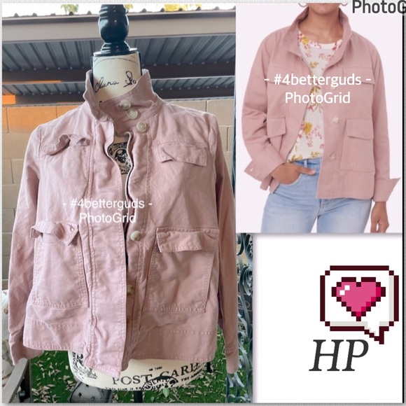 LOFT Jackets & Blazers - LOFT Dusty Rose Pink Petite Button Up / Down Utility Jacket Cotton & Linen XSP